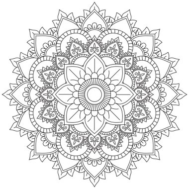 Yaprak Çiçeği Rengi Mandala Sanatı Basit Mandala Şekli Vektör Çiçek Çiçeği Orijinal Taslak Dekoratif elementler Şablonu Şablon İslam Arap Mistik Dini Lotus