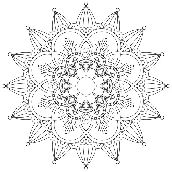 Foglia Fiore Colorazione Mandala Arte Semplice Mandala Forma Vettoriale Floreale — Vettoriale Stock