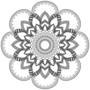 Yaprak Çiçeği Renklendirme Mandala Sanat Basit Grafik Şekli Vektör Çiçek Çiçek Özgün Vinç Dekoratif Elementler Şablonu İslam Arap Mistik Dini Lotus