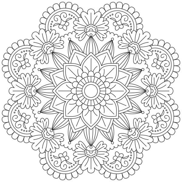 葉の花のぬりえマンダラアートシンプルなグラフィック図形ベクトル花オリエンタルアウトライン花ヴィンテージ装飾要素パターンイラストイスラムアラビア語インドトルコの神秘的な宗教道徳ロータス — ストックベクタ