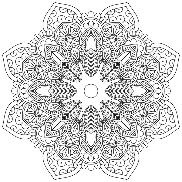 Blad Blomma Färg Mandala Konst Enkel Grafisk Form Vektor Blommig — Stock vektor