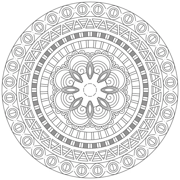 Bladeren Bloem Kleurplaten Mandala Kunst Eenvoudige Grafische Vorm Vector Floral — Stockvector