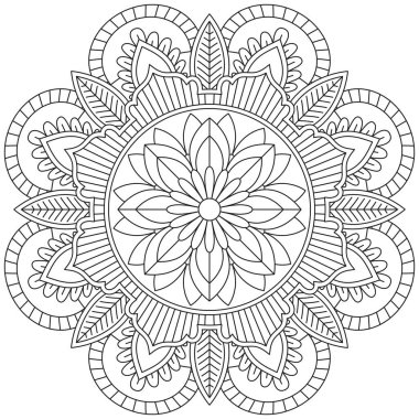 Yaprak Çiçeği Renklendirme Mandala Sanat Basit Grafik Şekli Vektör Çiçek Çiçek Özgün Vinç Dekoratif Elementler Şablonu İslam Arap Mistik Dini Lotus