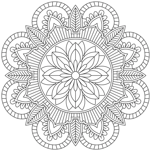 Feuille Coloriage Fleur Mandala Art Simple Graphique Forme Vectorielle Floral — Image vectorielle