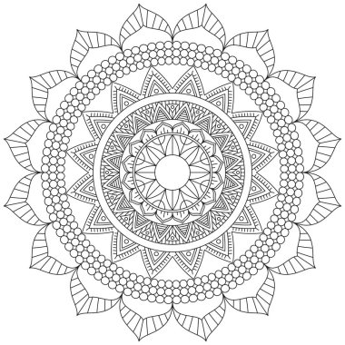 Yaprak Çiçeği Renklendirme Mandala Sanat Basit Grafik Şekli Vektör Çiçek Çiçek Özgün Vinç Dekoratif Elementler Şablonu İslam Arap Mistik Dini Lotus