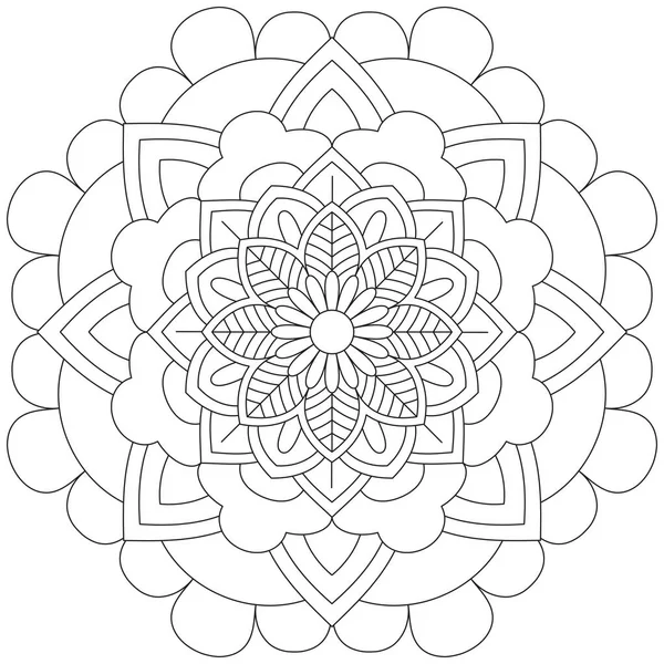 Flor Hoja Colorear Mandala Arte Forma Gráfica Simple Vector Floral — Vector de stock