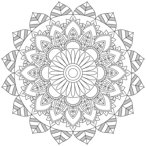 Flor Hoja Colorear Mandala Arte Forma Gráfica Simple Vector Floral — Vector de stock