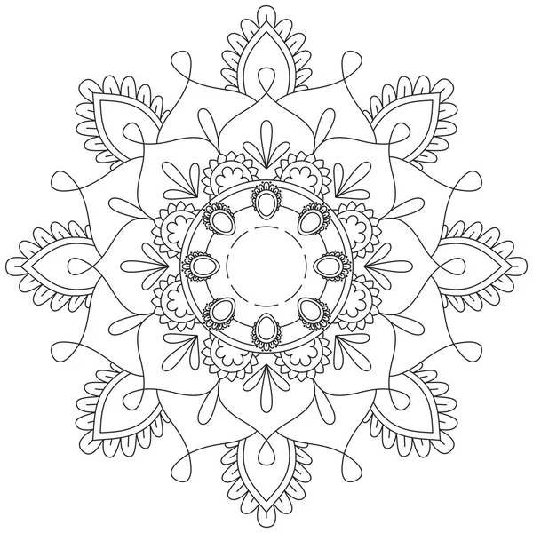 Levél Virág Színezés Mandala Art Egyszerű Grafikai Alak Vektor Virágos — Stock Vector