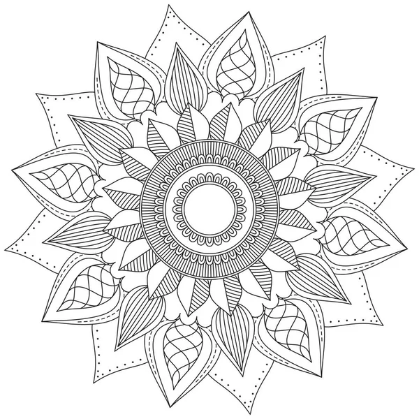 Yaprak Çiçeği Renklendirme Mandala Sanat Basit Grafik Şekli Vektör Çiçek — Stok Vektör