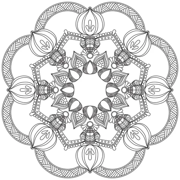 Blatt Blume Färbung Mandala Kunst Einfache Grafische Form Vektor Floral — Stockvektor
