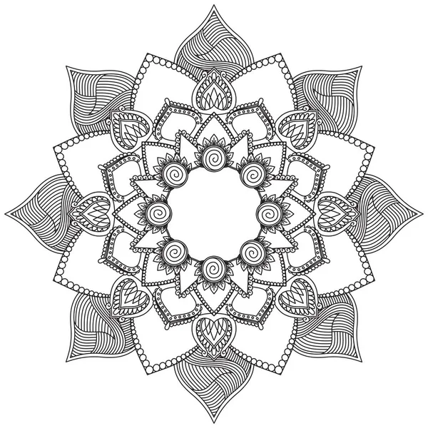 Levél Virág Színezés Mandala Art Egyszerű Grafikai Alak Vektor Virágos — Stock Vector