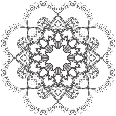 Yaprak Çiçeği Renklendirme Mandala Sanat Basit Grafik Şekli Vektör Çiçek Çiçek Özgün Vinç Dekoratif Elementler Şablonu İslam Arap Mistik Dini Lotus