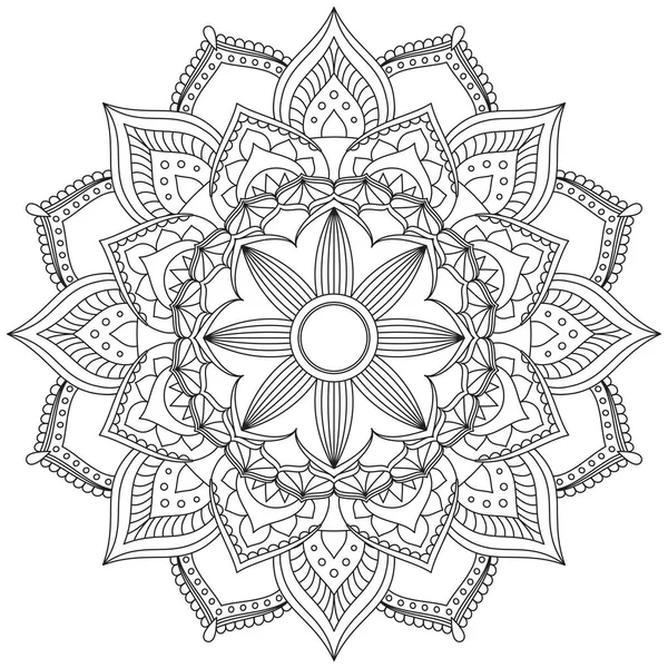 Flor Hoja Colorear Mandala Arte Forma Gráfica Simple Vector Floral — Archivo Imágenes Vectoriales