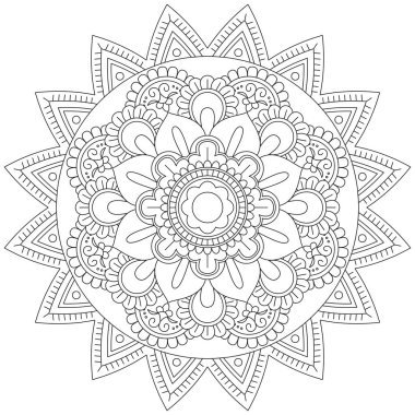 Yaprak Çiçeği Renklendirme Mandala Sanat Basit Grafik Şekli Vektör Çiçek Çiçek Özgün Vinç Dekoratif Elementler Şablonu İslam Arap Mistik Dini Lotus