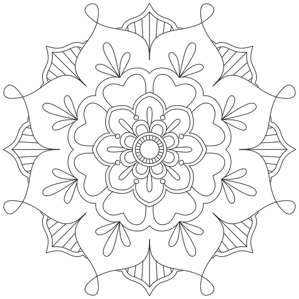 Feuille Coloriage Fleur Mandala Art Simple Graphique Forme Vectorielle Floral — Image vectorielle