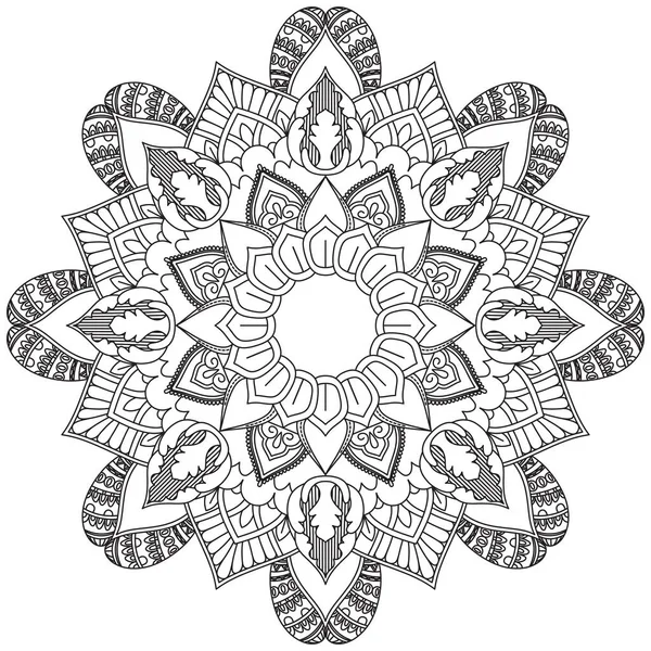 Levél Virág Színezés Mandala Art Egyszerű Grafikai Alak Vektor Virágos — Stock Vector