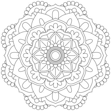 Yaprak Çiçeği Renklendirme Mandala Sanat Basit Grafik Şekli Vektör Çiçek Çiçek Özgün Vinç Dekoratif Elementler Şablonu İslam Arap Mistik Dini Lotus