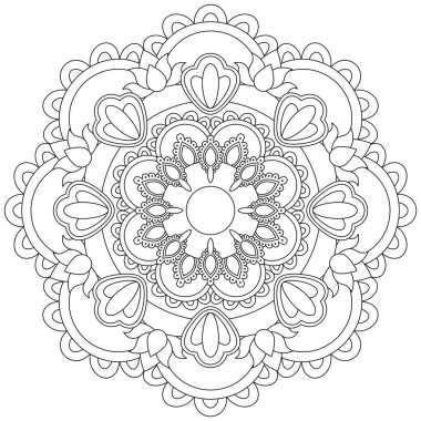 Yaprak Çiçeği Renklendirme Mandala Sanat Basit Grafik Şekli Vektör Çiçek Çiçek Özgün Vinç Dekoratif Elementler Şablonu İslam Arap Mistik Dini Lotus