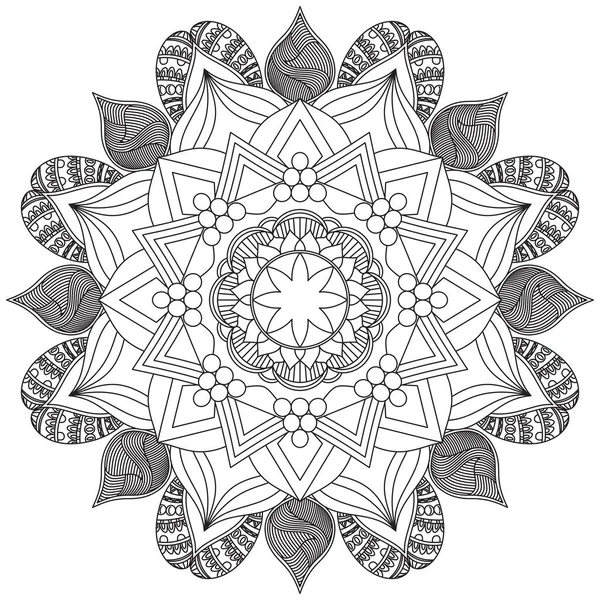 Feuille Coloriage Fleur Mandala Art Simple Graphique Forme Vectorielle Floral — Image vectorielle