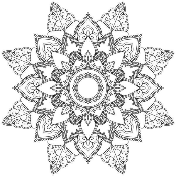 Foglia Fiore Colorazione Mandala Arte Forma Grafica Semplice Vettoriale Floreale — Vettoriale Stock