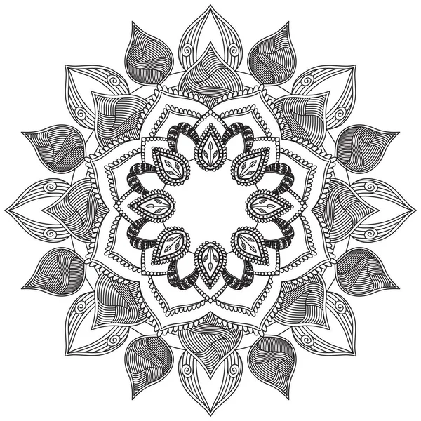 Kwiat Liścia Kolorowanki Mandala Sztuki Proste Graficzny Kształt Wektor Kwiatowy — Wektor stockowy