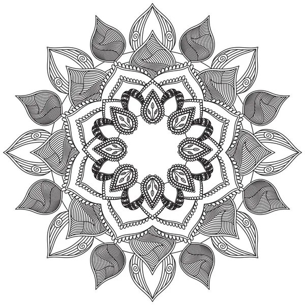 Levél Virág Színezés Mandala Art Egyszerű Grafikai Alak Vektor Virágos — Stock Vector