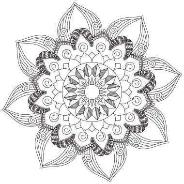 Yaprak Çiçeği Renklendirme Mandala Sanat Basit Grafik Şekli Vektör Çiçek Çiçek Özgün Vinç Dekoratif Elementler Şablonu İslam Arap Mistik Dini Lotus