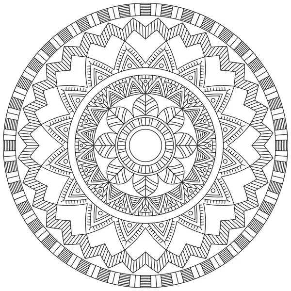 Flor Hoja Colorear Mandala Arte Forma Gráfica Simple Vector Floral — Vector de stock