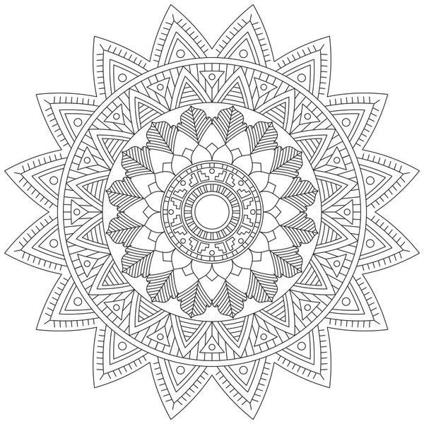 Listový Květ Zbarvení Mandala Umění Jednoduchý Grafický Tvar Vektor Květinový — Stockový vektor