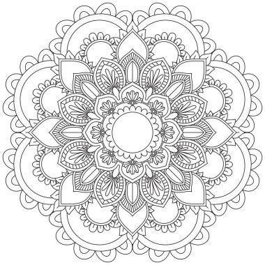 Yaprak Çiçeği Renklendirme Mandala Sanat Basit Grafik Şekli Vektör Çiçek Çiçek Özgün Vinç Dekoratif Elementler Şablonu İslam Arap Mistik Dini Lotus