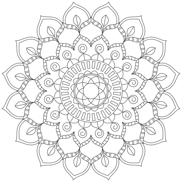 Foglia Fiore Colorazione Mandala Arte Forma Grafica Semplice Vettoriale Floreale — Vettoriale Stock