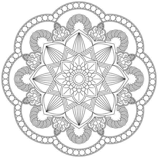 Hoja Flor Pétalo Colorear Mandala Arte Forma Gráfica Simple Vector — Vector de stock