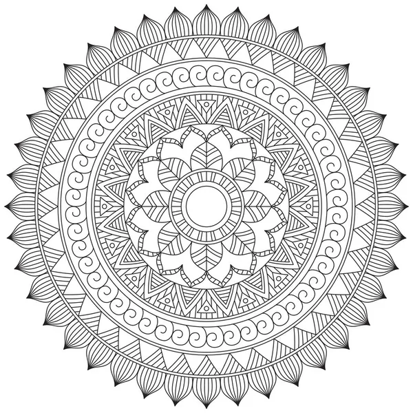 Hoja Flor Pétalo Colorear Mandala Arte Forma Gráfica Simple Vector — Vector de stock