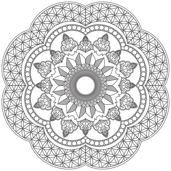 Feuille Fleur Pétale Coloriage Mandala Art Simple Forme Graphique Vecteur — Image vectorielle