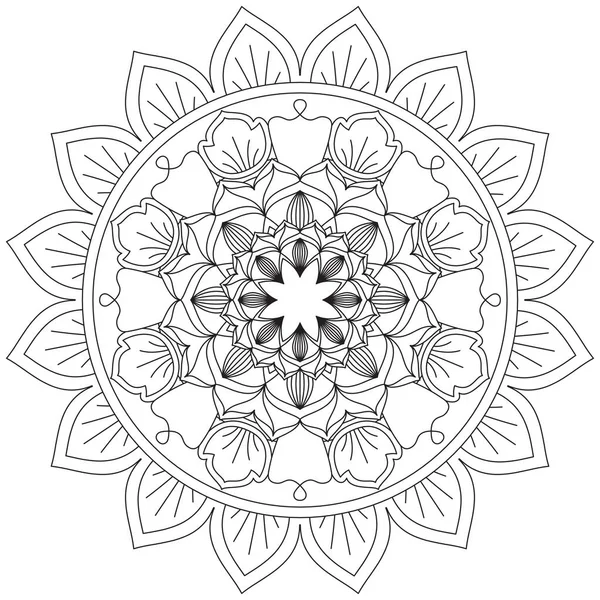 Blad Blomma Petal Färgläggning Mandala Konst Enkel Grafisk Form Vektor — Stock vektor