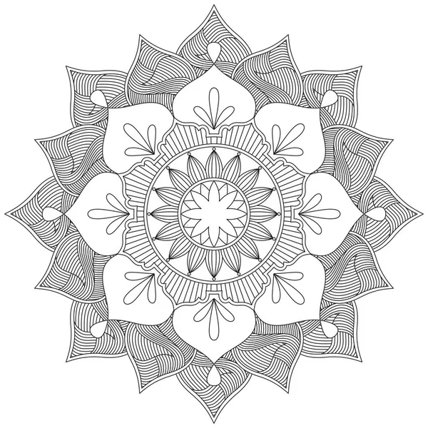 Hoja Flor Pétalo Colorear Mandala Arte Forma Gráfica Simple Vector — Vector de stock