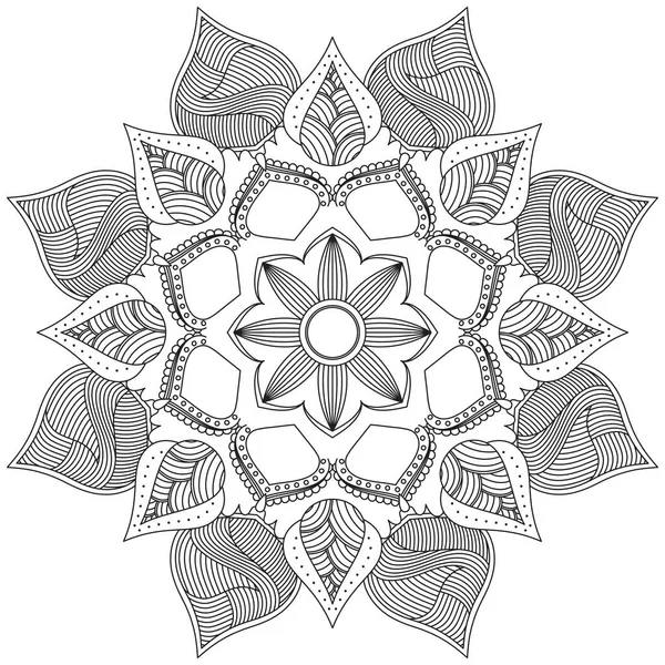 Hoja Flor Pétalo Colorear Mandala Arte Forma Gráfica Simple Vector — Vector de stock