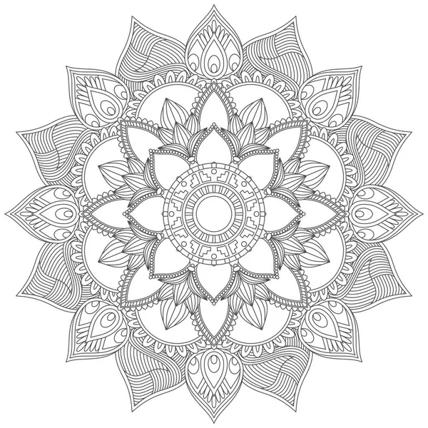 Feuille Fleur Pétale Coloriage Mandala Art Simple Forme Graphique Vecteur — Image vectorielle