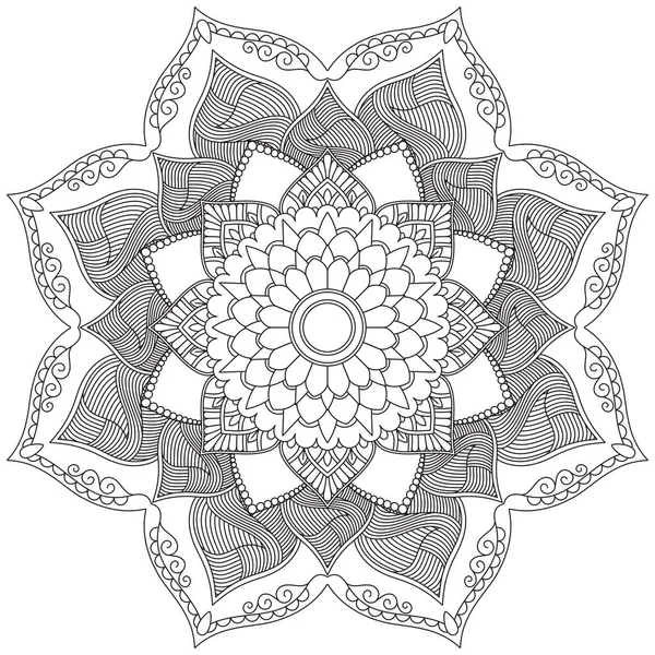 Feuille Fleur Pétale Coloriage Mandala Art Simple Forme Graphique Vecteur — Image vectorielle