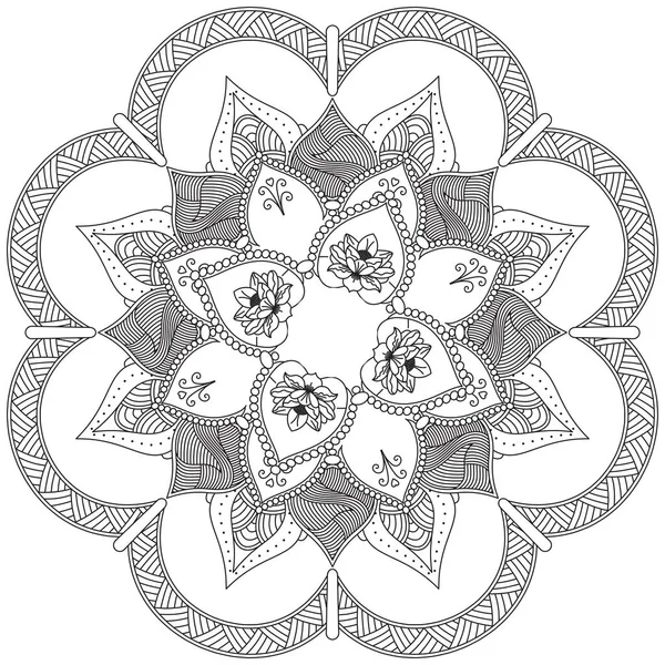 Листя Квітне Пелюче Забарвлення Мандала Мистецтво Проста Графічна Форма Vector — стоковий вектор