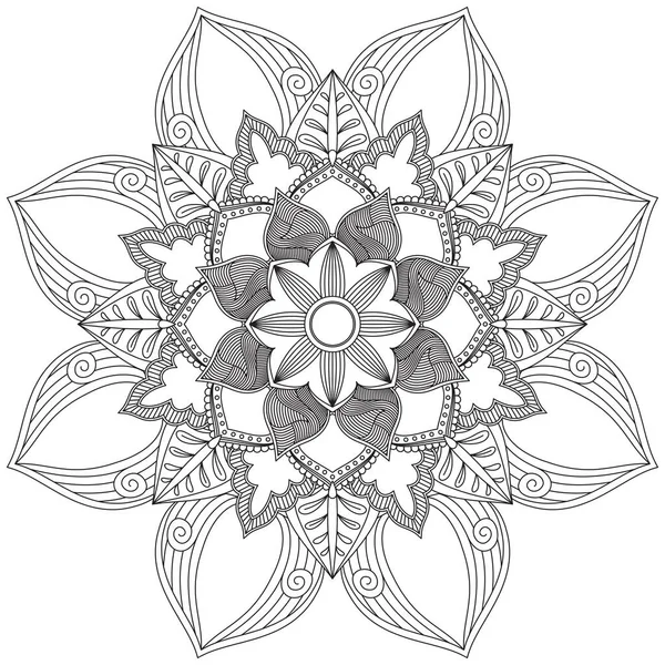 Feuille Fleur Pétale Coloriage Mandala Art Simple Forme Graphique Vecteur — Image vectorielle