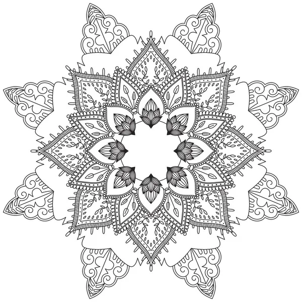 Hoja Flor Pétalo Colorear Mandala Arte Forma Gráfica Simple Vector — Vector de stock