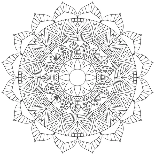 Foglia Petalo Colorazione Mandala Arte Forma Grafica Semplice Vettoriale Floreale — Vettoriale Stock