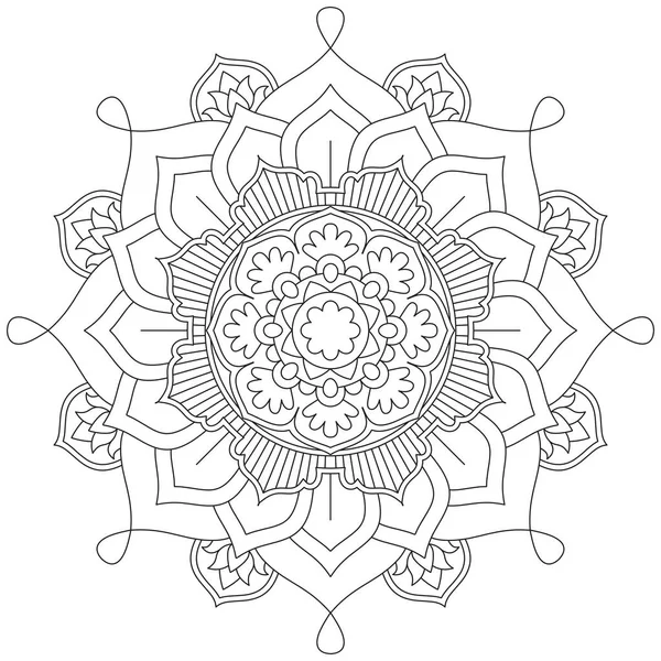 Hoja Flor Pétalo Colorear Mandala Arte Forma Gráfica Simple Vector — Vector de stock