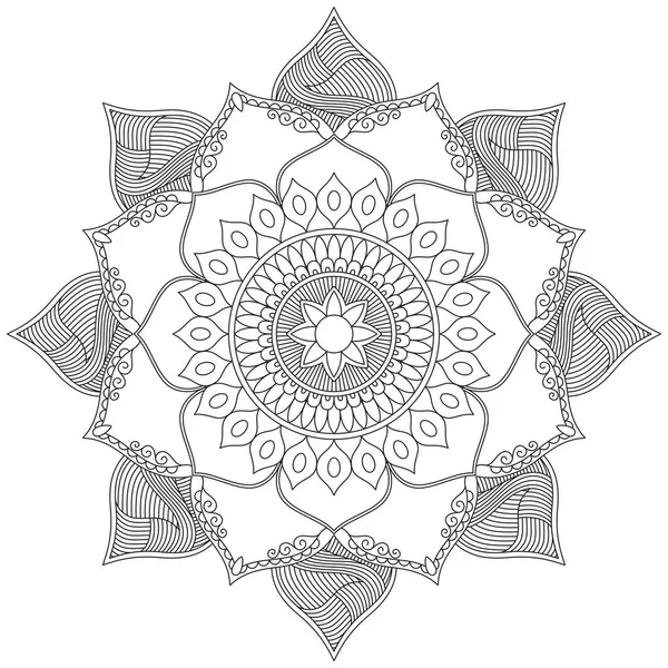 Hoja Flor Pétalo Colorear Mandala Arte Forma Gráfica Simple Vector — Vector de stock