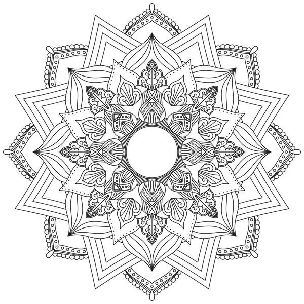 Hoja Flor Pétalo Colorear Mandala Arte Forma Gráfica Simple Vector — Vector de stock