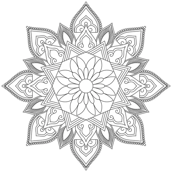 Hoja Flor Pétalo Colorear Mandala Arte Forma Gráfica Simple Vector — Vector de stock