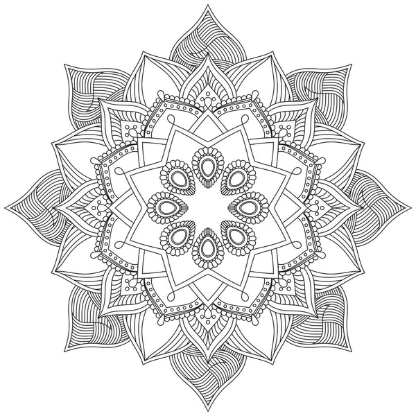 Hoja Flor Pétalo Colorear Mandala Arte Forma Gráfica Simple Vector — Archivo Imágenes Vectoriales