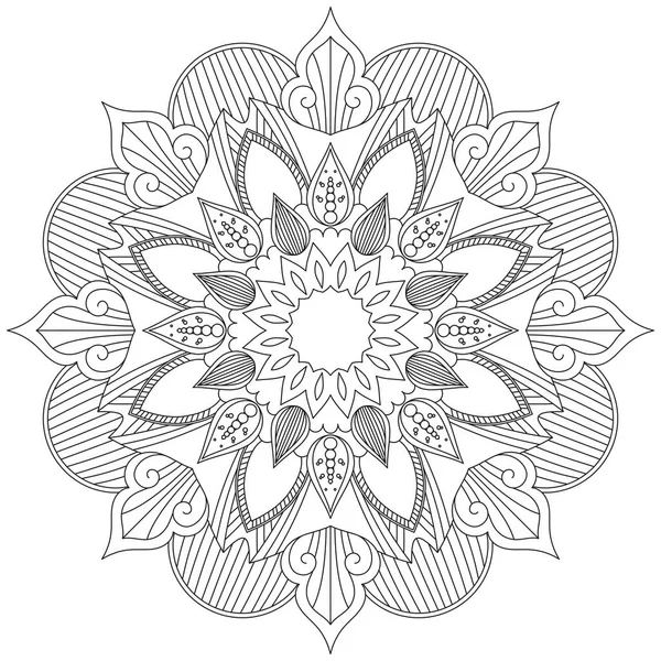 Hoja Flor Pétalo Colorear Mandala Arte Forma Gráfica Simple Vector — Vector de stock