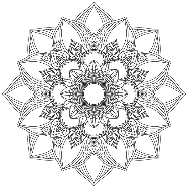 Hoja Flor Pétalo Colorear Mandala Arte Forma Gráfica Simple Vector — Vector de stock